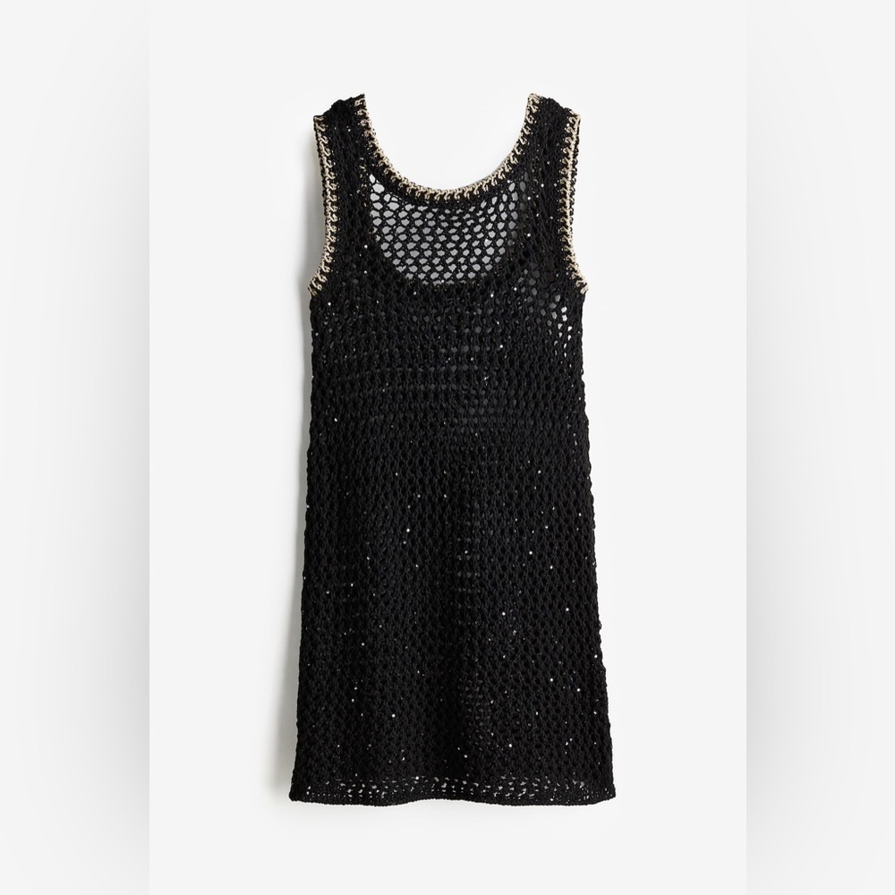 H&M SEQUINED CROCHET-LOOK MINI DRESS Size M NWT